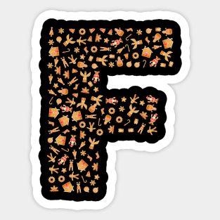 Letter F Initial Christmas Decorations Gingerbread Sticker